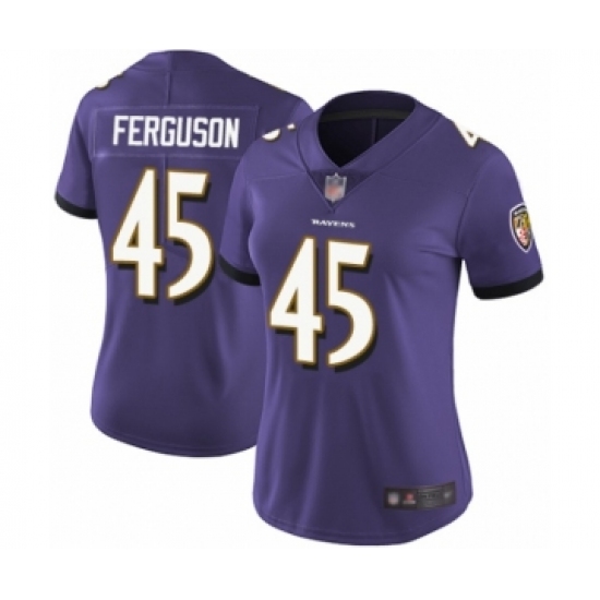 Women's Baltimore Ravens 45 Jaylon Ferguson Purple Team Color Vapor Untouchable Limited Player Football Jersey