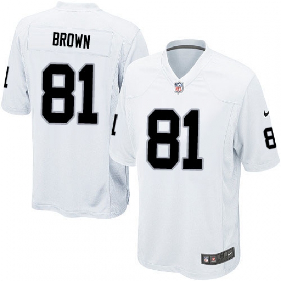 Men's Nike Oakland Raiders 81 Tim Brown Game White NFL Jersey