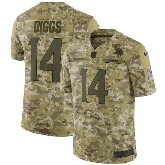 Men's Nike Minnesota Vikings 14 Stefon Diggs Limited Camo 2018 Salute to Service NFL Jersey