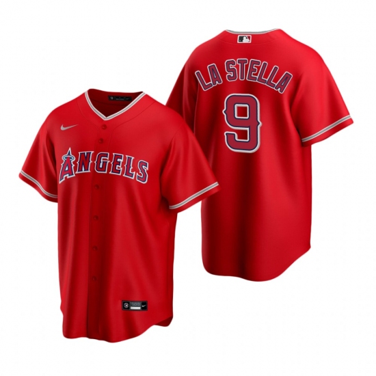 Men's Nike Los Angeles Angels 9 Tommy La Stella Red Alternate Stitched Baseball Jersey