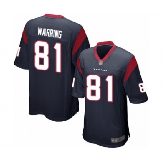 Men's Houston Texans 81 Kahale Warring Game Navy Blue Team Color Football Jersey