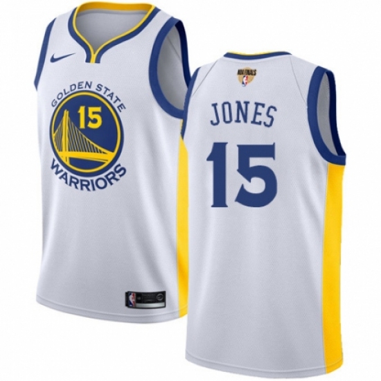 Youth Nike Golden State Warriors 15 Damian Jones Authentic White Home 2018 NBA Finals Bound NBA Jersey - Association Edition