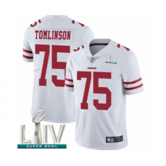 Men's San Francisco 49ers 75 Laken Tomlinson White Vapor Untouchable Limited Player Super Bowl LIV Bound Football Jersey