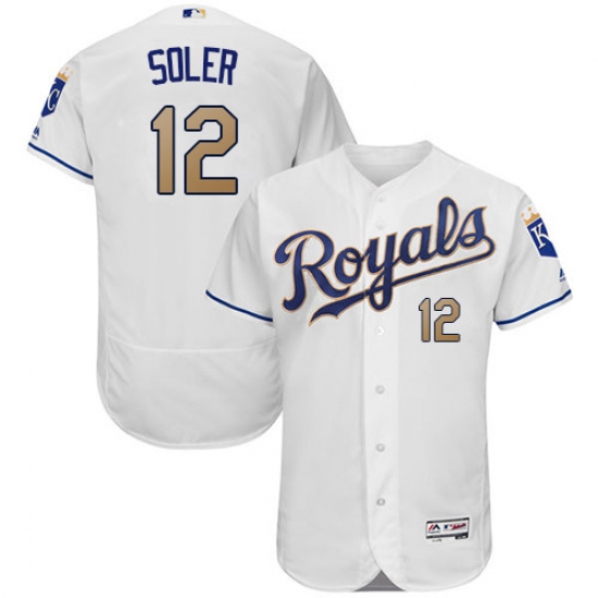 Men's Majestic Kansas City Royals 12 Jorge Soler White Flexbase Authentic Collection MLB Jersey