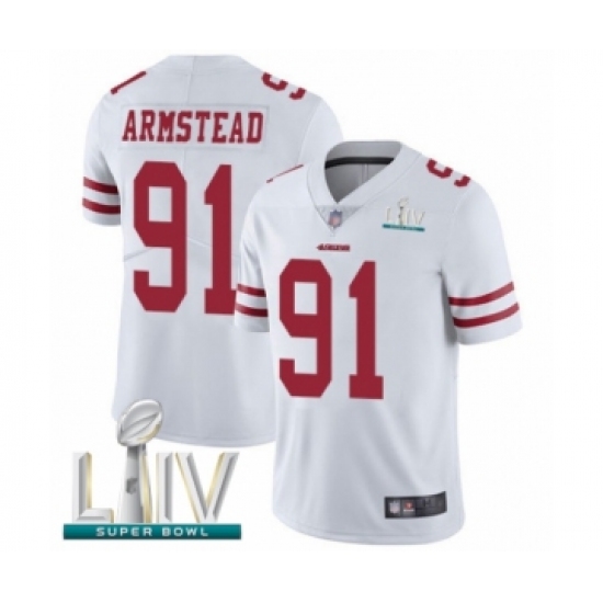 Men's San Francisco 49ers 91 Arik Armstead White Vapor Untouchable Limited Player Super Bowl LIV Bound Football Jersey