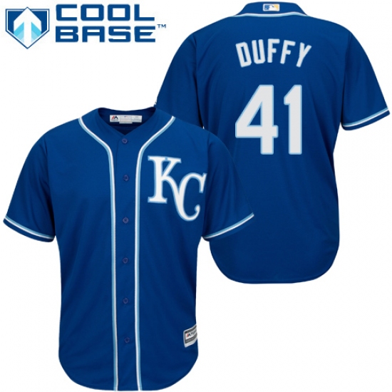 Youth Majestic Kansas City Royals 41 Danny Duffy Authentic Blue Alternate 2 Cool Base MLB Jersey