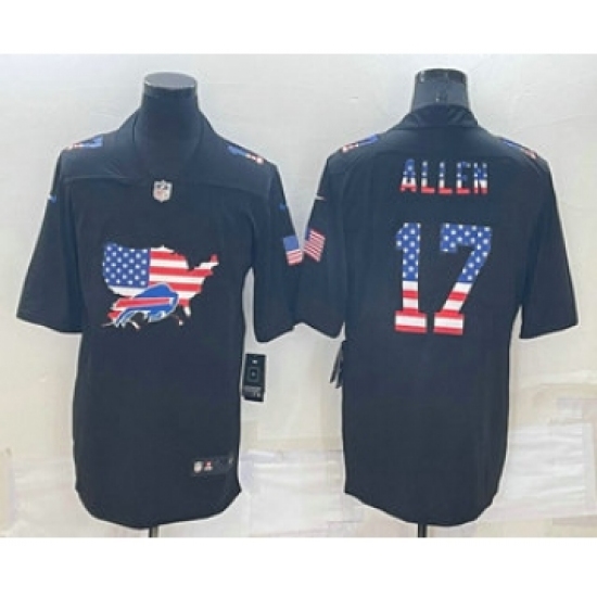 Men's Buffalo Bills 17 Josh Allen 2022 USA Map Fashion Black Color Rush Stitched Nike Limited Jersey