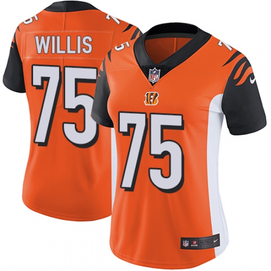 Women's Nike Cincinnati Bengals 75 Jordan Willis Orange Alternate Vapor Untouchable Limited Player NFL Jersey