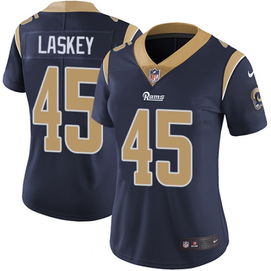 Women's Nike Los Angeles Rams 45 Zach Laskey Elite Navy Blue Team Color NFL Jersey