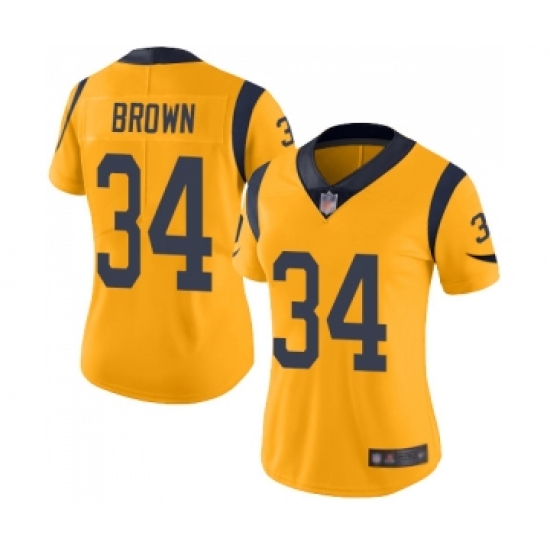 Women's Los Angeles Rams 34 Malcolm Brown Limited Gold Rush Vapor Untouchable Football Jersey