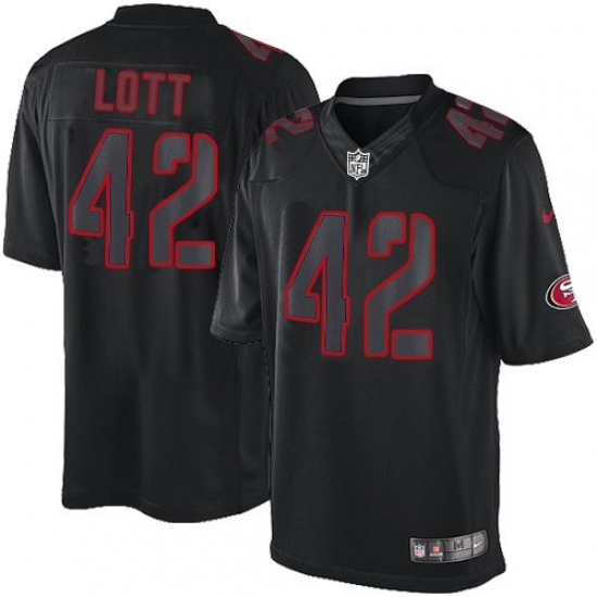 Men's Nike San Francisco 49ers 42 Ronnie Lott Limited Black Impact NFL Jersey