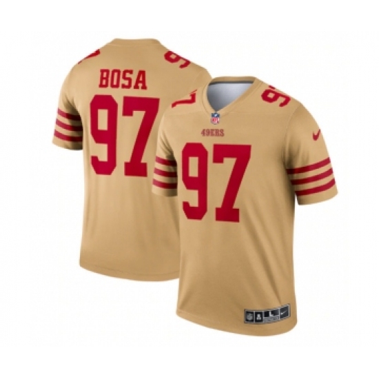 Men's San Francisco 49ers 97 Nick Bosa 2022 New Gold Inverted Legend Stitched Football Jersey