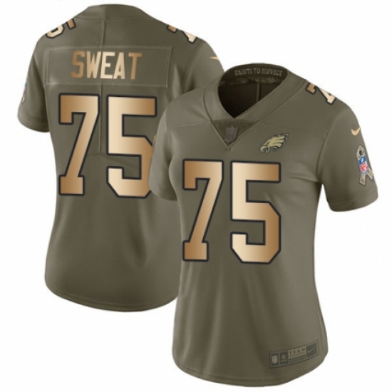 Women's Nike Philadelphia Eagles 75 Josh Sweat Limited Olive/Gold 2017 Salute to Service NFL Jersey