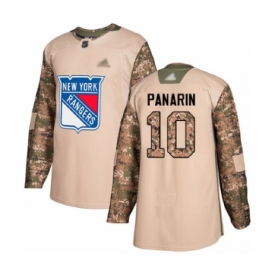 Men's New York Rangers 10 Artemi Panarin Authentic Camo Veterans Day Practice Hockey Jersey