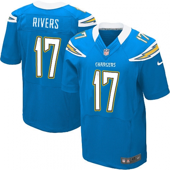 Men's Nike Los Angeles Chargers 17 Philip Rivers Elite Electric Blue Alternate NFL Jersey