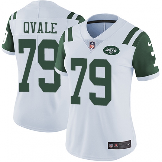 Women's Nike New York Jets 79 Brent Qvale White Vapor Untouchable Limited Player NFL Jersey