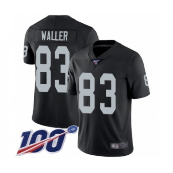 Men's Oakland Raiders 83 Darren Waller Black Team Color Vapor Untouchable Limited Player 100th Season Football Jersey