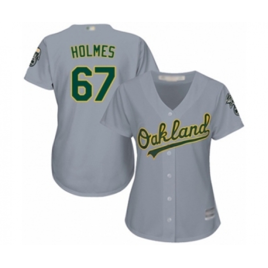 Women's Oakland Athletics 67 Grant Holmes Authentic Grey Road Cool Base Baseball Player Jersey