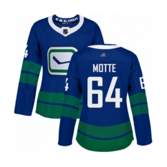 Women's Vancouver Canucks 64 Tyler Motte Authentic Royal Blue Alternate Hockey Jersey