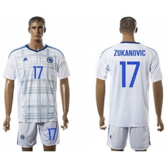 Bosnia Herzegovina 17 Zukanovic Away Soccer Country Jersey