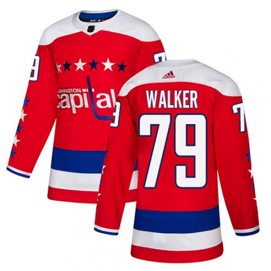 Men's Adidas Washington Capitals 79 Nathan Walker Authentic Red Alternate NHL Jersey