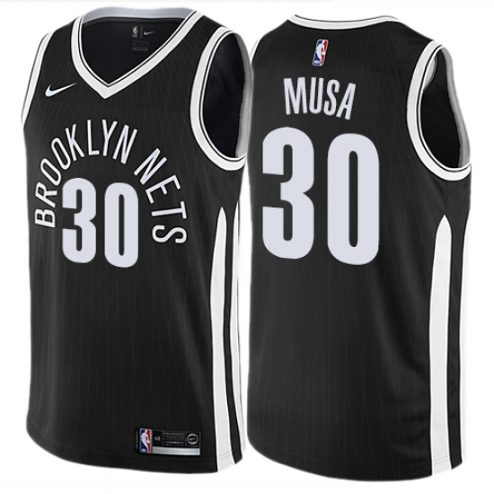Men's Nike Brooklyn Nets 30 Dzanan Musa Swingman Black NBA Jersey - City Edition