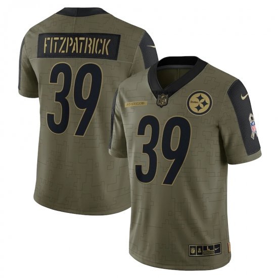 Men's Pittsburgh Steelers 39 Minkah Fitzpatrick Nike Olive 2021 Salute To Service Limited Player Jersey