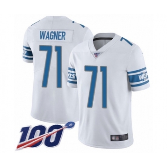 Men's Detroit Lions 71 Ricky Wagner White Vapor Untouchable Limited Player 100th Season Football Jersey