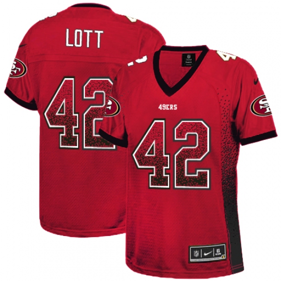 Women's Nike San Francisco 49ers 42 Ronnie Lott Elite Red Drift Fashion NFL Jersey