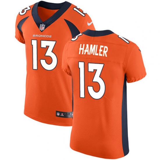 Men's Denver Broncos 13 KJ Hamler Orange Team Color Stitched Vapor Untouchable Elite Jersey