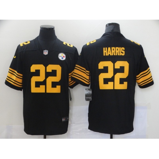Men's Pittsburgh Steelers 22 Najee Harris Nike Black-Yellow 2021 Draft First Round Pick Limited Jersey