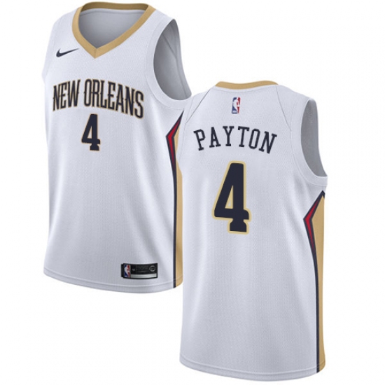 Men's Nike New Orleans Pelicans 4 Elfrid Payton Authentic White NBA Jersey - Association Edition