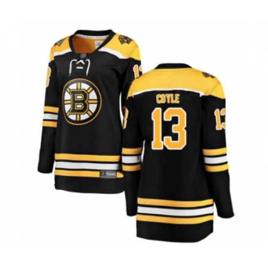 Women's Boston Bruins 13 Charlie Coyle Authentic Black Home Fanatics Branded Breakaway Hockey Jersey