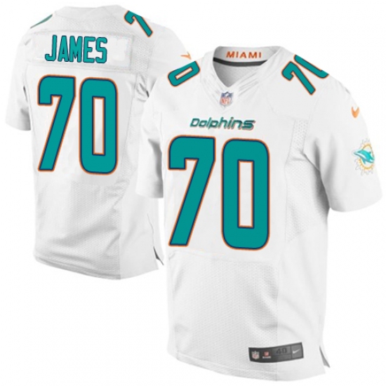 Men's Nike Miami Dolphins 70 Ja'Wuan James Elite White NFL Jersey