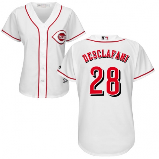Women's Majestic Cincinnati Reds 28 Anthony DeSclafani Authentic White Home Cool Base MLB Jersey