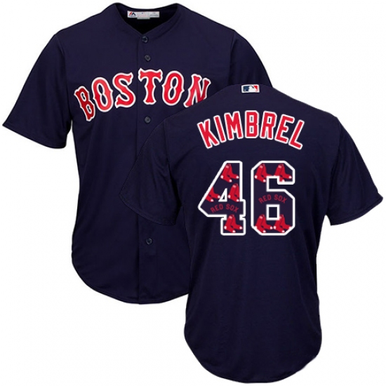 Men's Majestic Boston Red Sox 46 Craig Kimbrel Authentic Navy Blue Team Logo Fashion Cool Base MLB Jersey