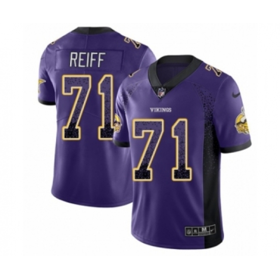 Men's Nike Minnesota Vikings 71 Riley Reiff Limited Purple Rush Drift Fashion NFL Jersey