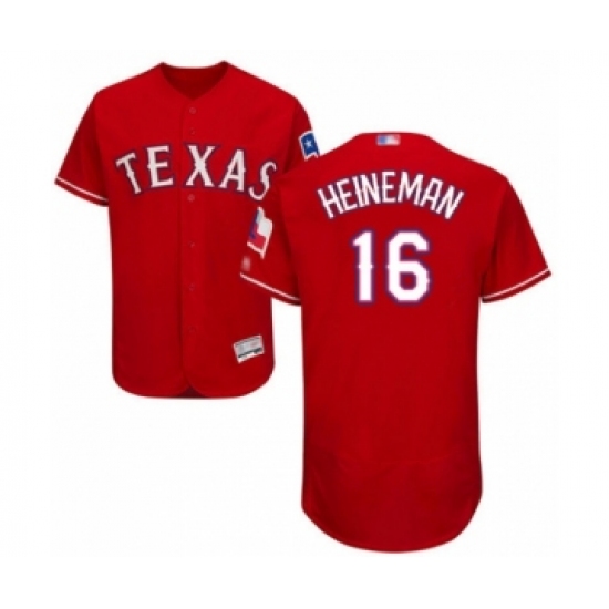 Men's Texas Rangers 16 Scott Heineman Red Alternate Flex Base Authentic Collection Baseball Player Jersey