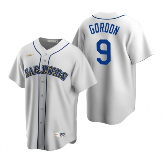 Men's Nike Seattle Mariners 9 Dee Gordon White Cooperstown Collection Home Stitched Baseball Jersey