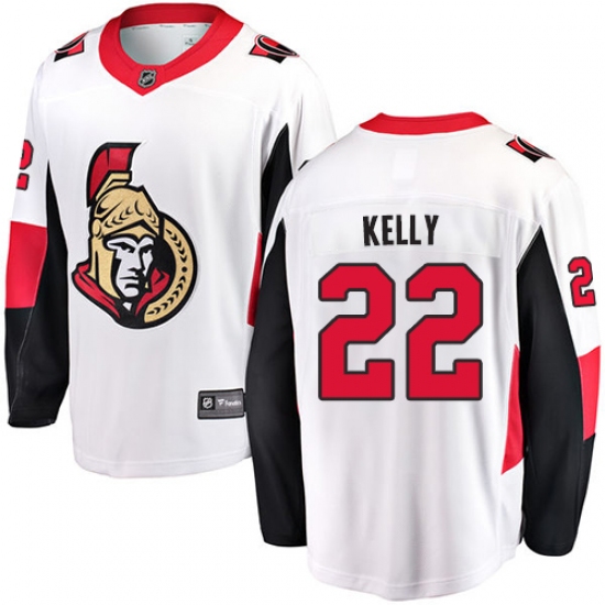 Youth Ottawa Senators 22 Chris Kelly Fanatics Branded White Away Breakaway NHL Jersey