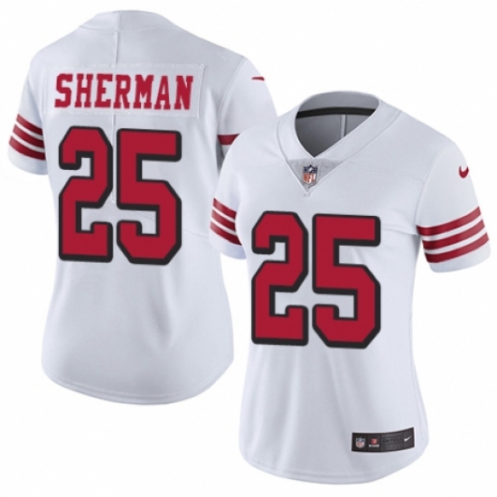 Women's Nike San Francisco 49ers 25 Richard Sherman Limited White Rush Vapor Untouchable NFL Jersey