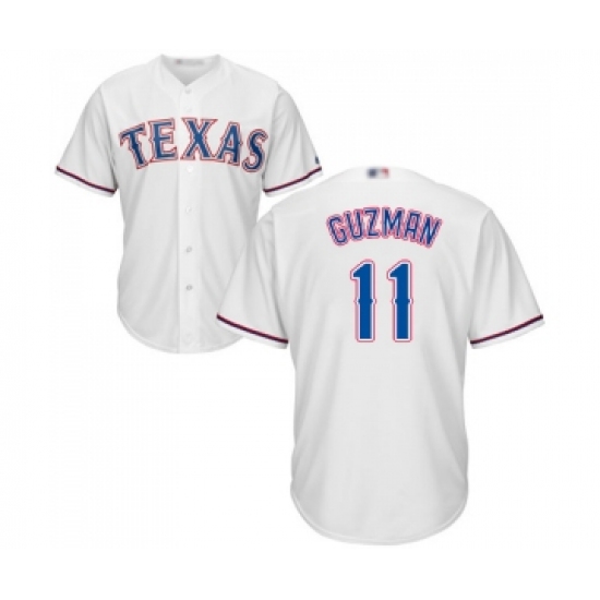 Men's Texas Rangers 11 Ronald Guzman Replica White Home Cool Base Baseball Jersey