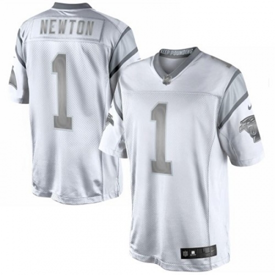 Men's Nike Carolina Panthers 1 Cam Newton Limited White Platinum NFL Jersey