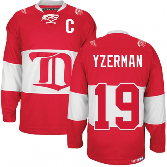 Men's CCM Detroit Red Wings 19 Steve Yzerman Premier Red Winter Classic Throwback NHL Jersey