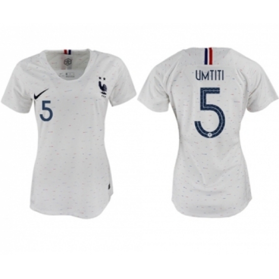 Women's France 5 Umtiti Away Soccer Country Jersey