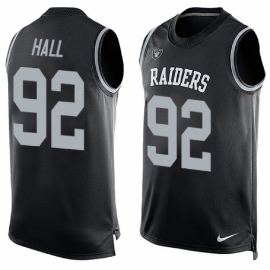 Men's Nike Oakland Raiders 92 P.J. Hall Limited Black Player Name & Number Tank Top NFL Jersey