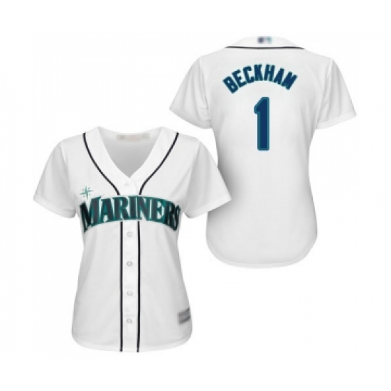 Women's Seattle Mariners 1 Tim Beckham Replica White Home Cool Base Baseball Jersey