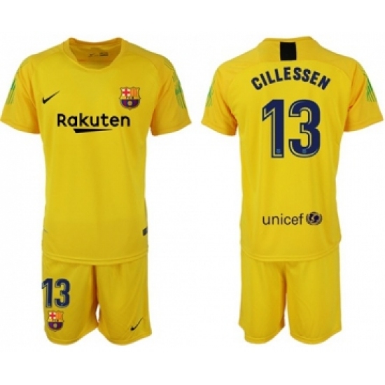 Barcelona 13 Cillessen Yellow Goalkeeper Soccer Club Jersey