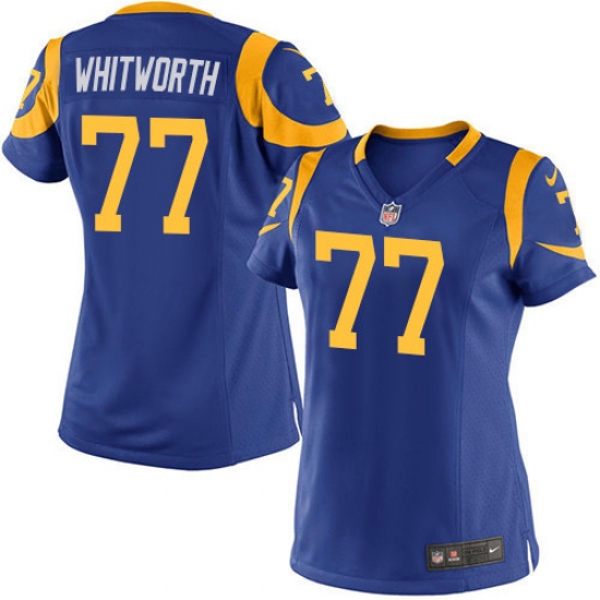 Women's Nike Los Angeles Rams 77 Andrew Whitworth Game Royal Blue Alternate NFL Jersey