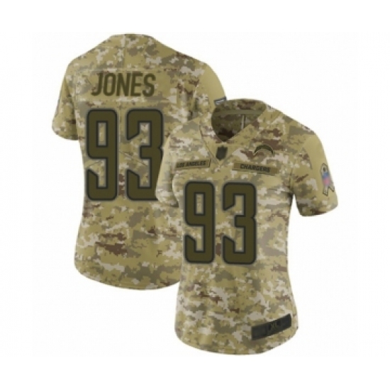 Women's Los Angeles Chargers 93 Justin Jones Limited Camo 2018 Salute to Service Football Jersey